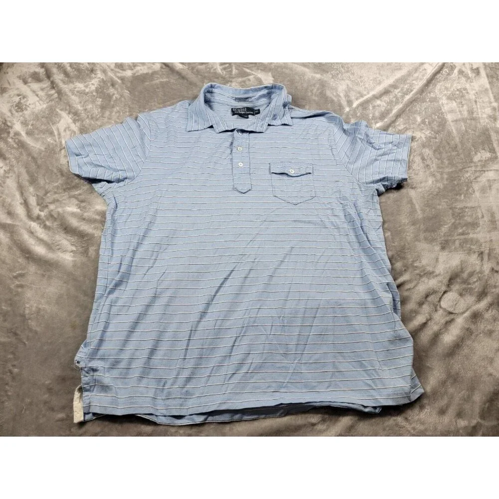 Polo ralph Lauren cotton Bleecker‎ blue white striped shirt men's XL